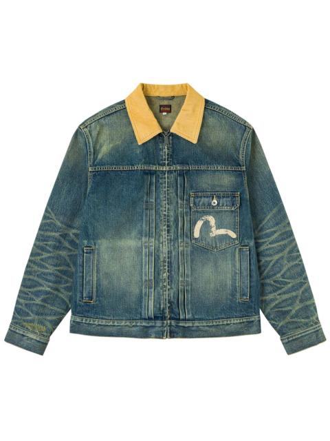 Contrast Collar Zipped Denim Jacket