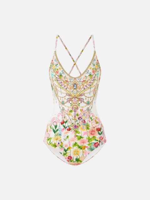 SCOOP NECK ONE PIECE WITH CROSS BACK STRAPS