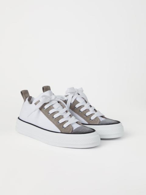 Knit and suede sneakers with precious toe