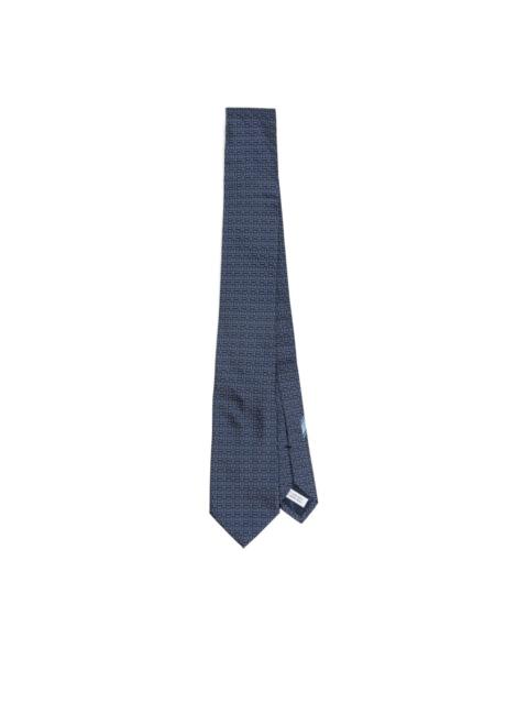 Gancini-print silk tie