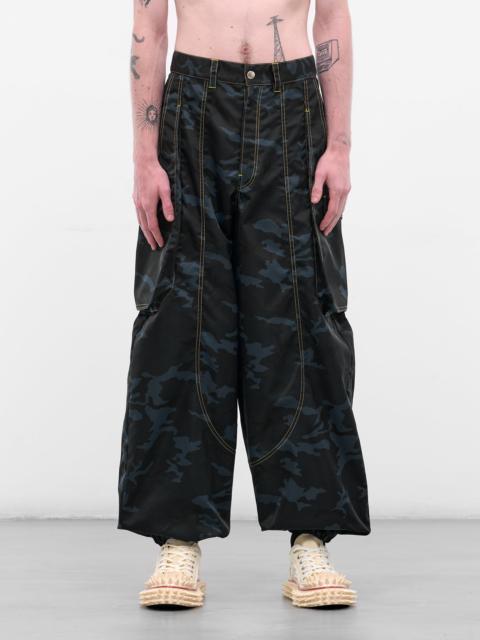 Navy Camouflage Nylon Cargo Pants
