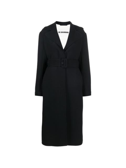 long-sleeve belted wool coat