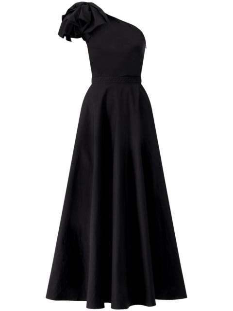 one-shoulder bow maxi dress