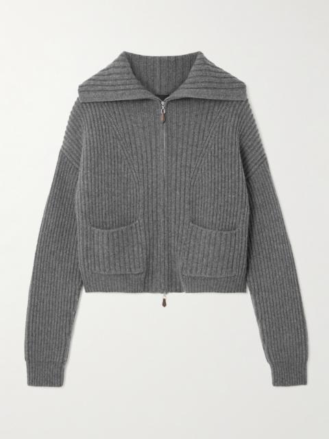 Nara Ribbed Cashmere Zip-up Cardigan