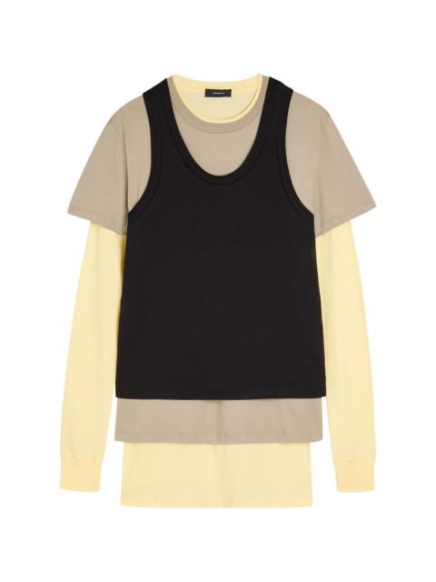 colour-block layered mini dress