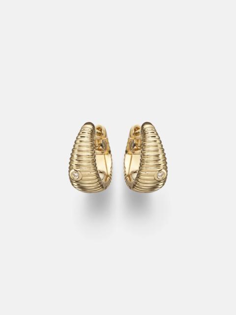 Berlingot Nano 9kt gold hoop earrings with diamonds