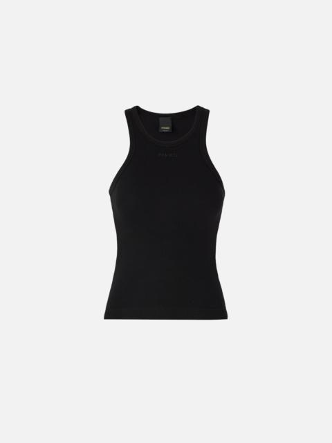 RIBBED VEST TOP WITH PINKO LOGO
