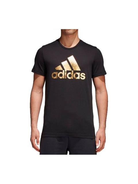 adidas Logo Printing Sports Short Sleeve Black CV4507