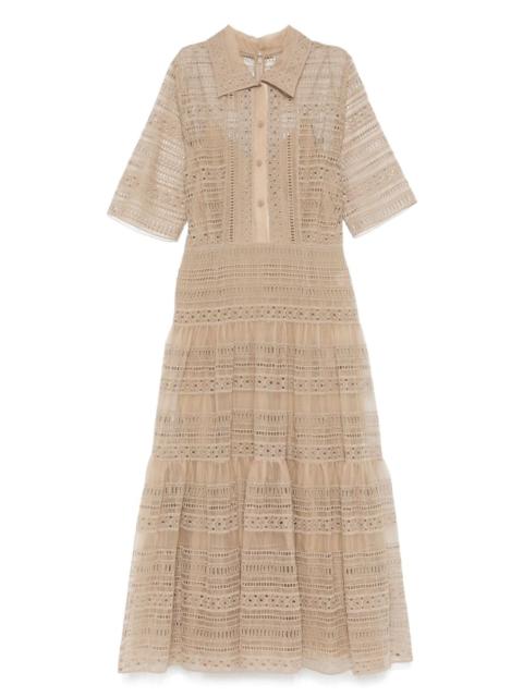 embroidered organza midi dress