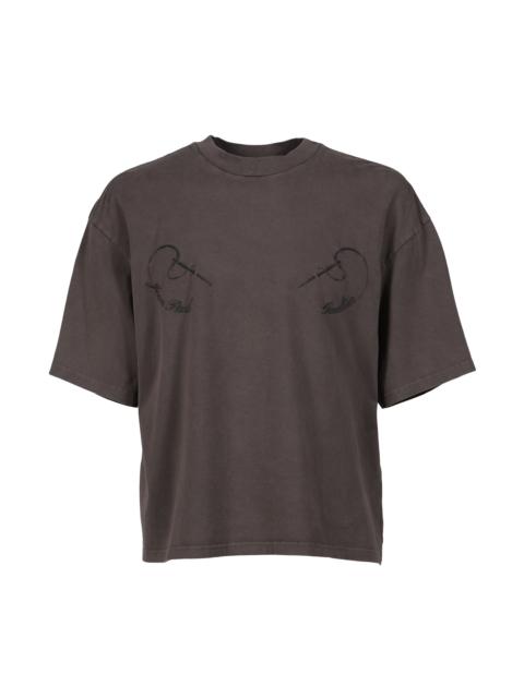 COTTON OVERSIZED TEE EMBROIDERED "NEEDLS JEAN PAUL GAULTIER" / DARKGRY