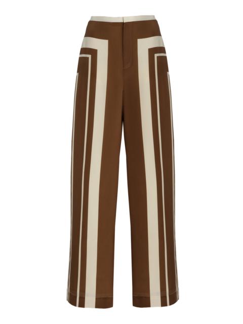 Exclusive Pietra Silk Straight-Leg Pants brown