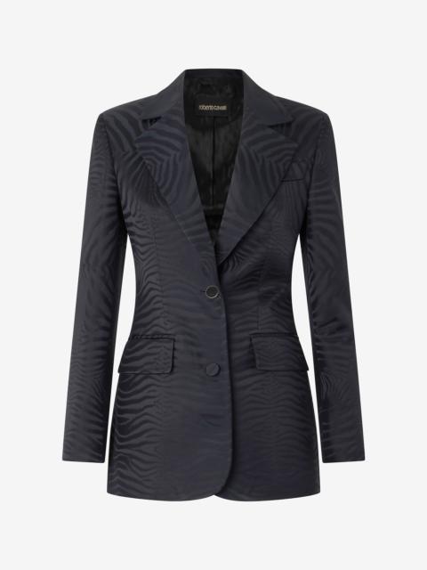 Blazer With Solid-Color Tiger Skin Design