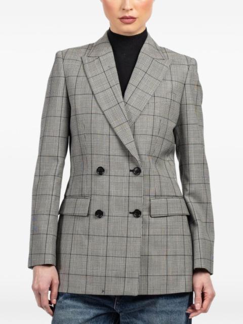 plaid-pattern double-breasted blazer