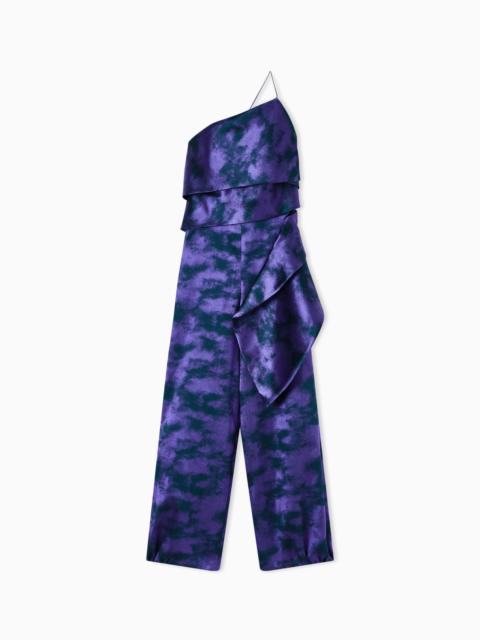 ONE-SHOULDER JUMPSUIT IN A TWO-TONE JACQUARD SILK BLEND