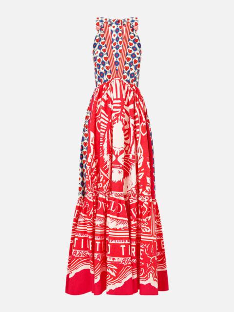 RUFFLE HEM HALTER DRESS