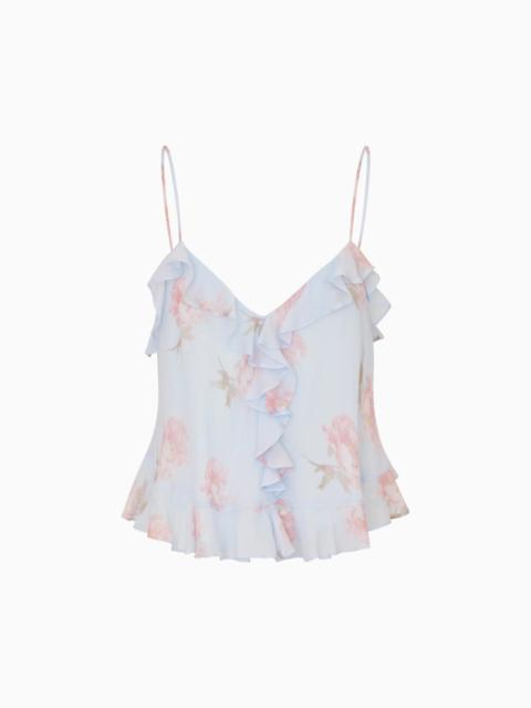 Tal Floral Chiffon Ruffle Top