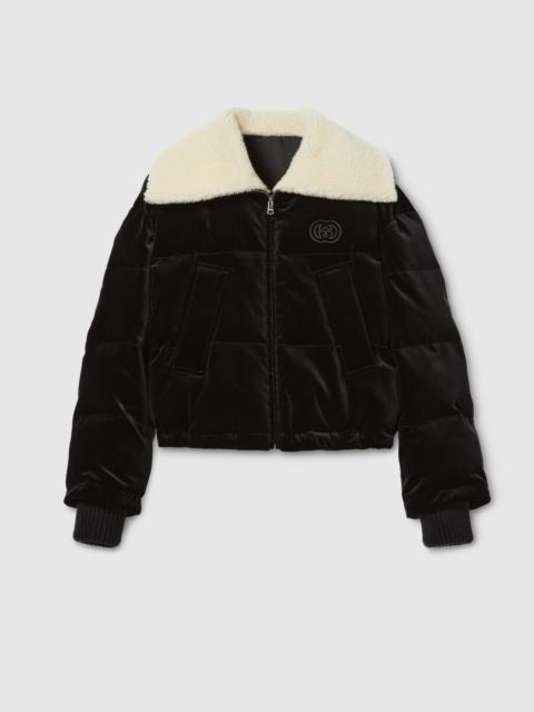 Cotton velvet puffer bomber