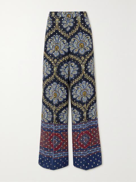 Paisley-print Metallic Fil Coupé Silk-blend Wide-leg Pants