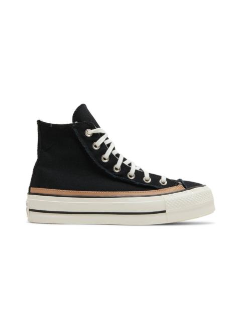 Wmns Chuck Taylor All Star Raw Edge Platform High 'Black Champagne Tan'