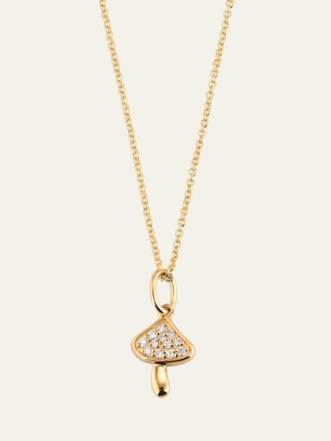 14K Yellow Gold Small Mushroom Charm Necklace