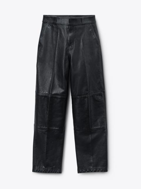 Black Worn Moto Leather Workwear Pant
