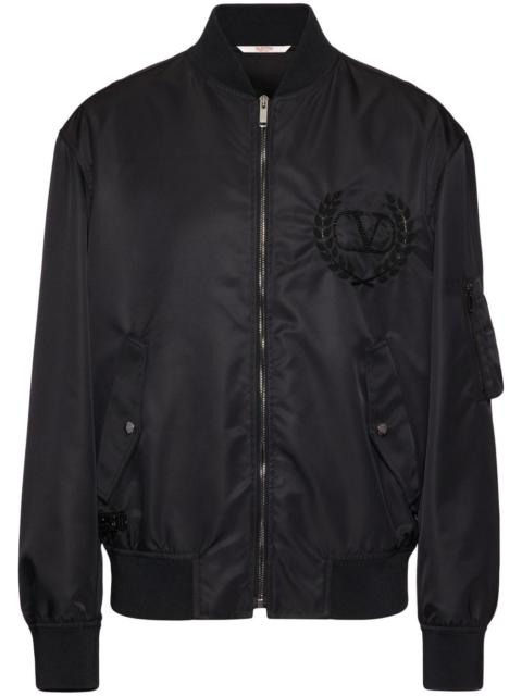 sequin-embellished zip-up bomber jacket