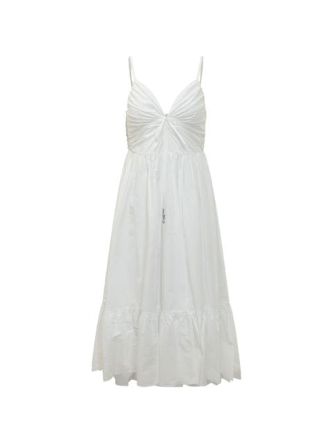 gathered poplin midi dress