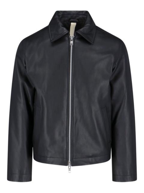 zip-front leather jacket