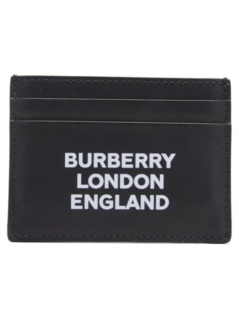 Burberry Logo Print Leather Card Case 4 Slot Black