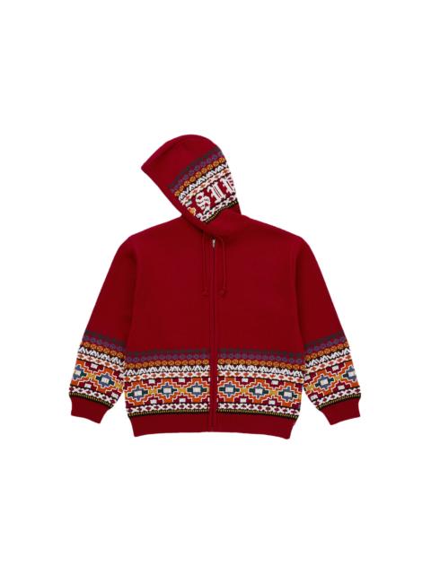 Supreme Beaded Zip Up Hooded Sweater Red