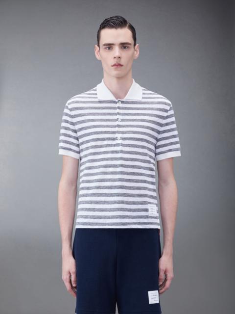 Linen Jersey Short Sleeve Striped Polo