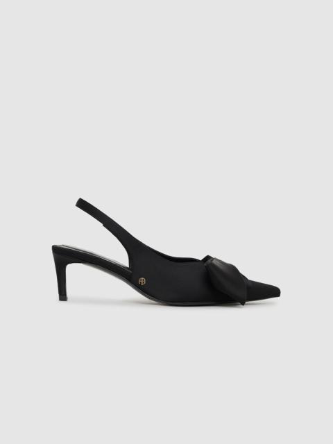 Nina Heels With Bow - Black Satin