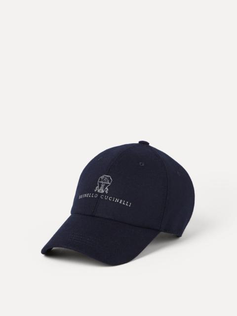 Virgin wool flannel baseball cap with embroidered logo