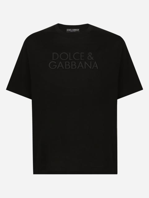 Cotton T-shirt with logo embroidery