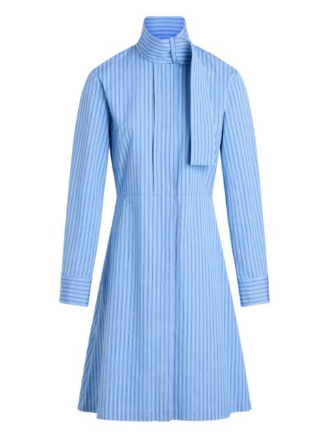 stripe scarf-collar shirt dress