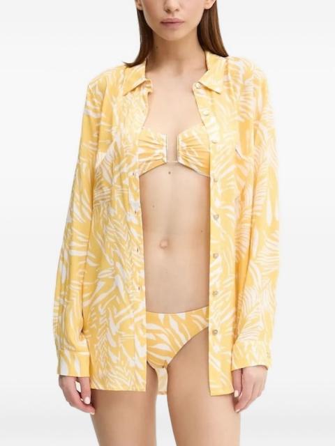 leaf-print button-down shirt