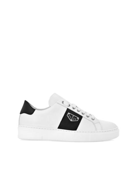 logo-plaque leather sneakers
