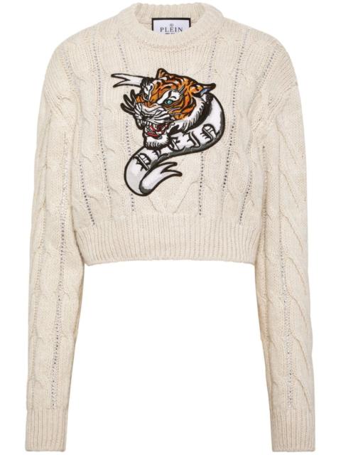 Tattoo cropped wool jumper