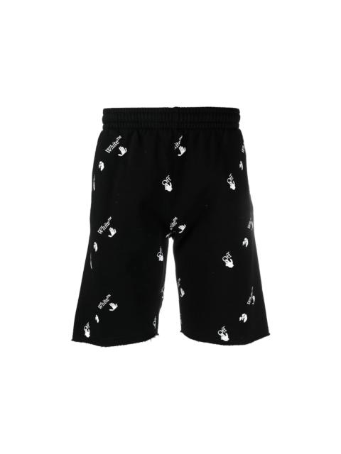 OFF-WHITE All Over Logo Print Shorts Black White