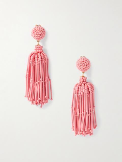 Tasseled Beaded Gold-tone Earrings