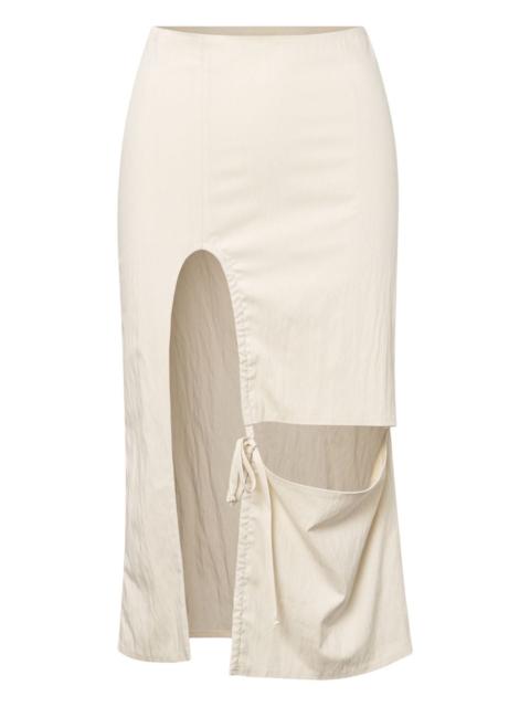 double slit midi skirt