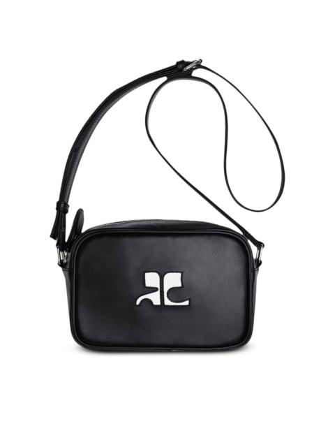 logo leather camera bag