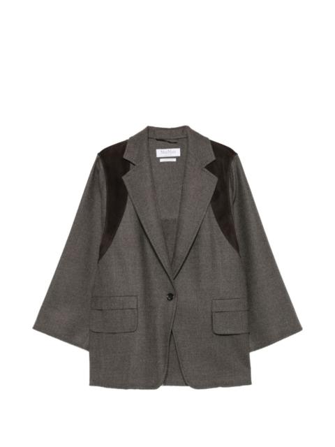 suede-panel notched-lapel jacket