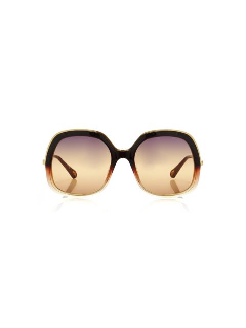 Leia Square-Frame Acetate Sunglasses brown