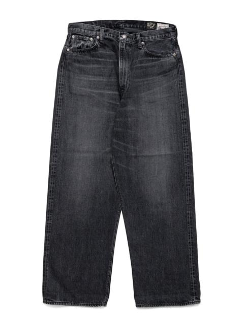 Super Dad Jeans Black Selvedge Denim - Stone Wash (Blue in Green Exclusive)