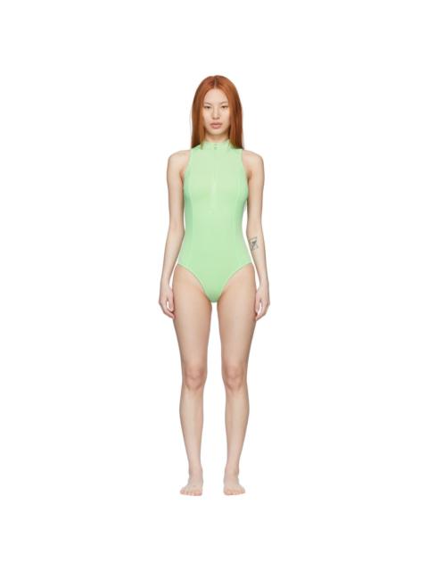 Green Nylon One-Piece Swimsuit