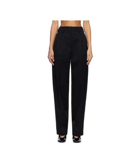 Black Slashed Double Pleat Trousers