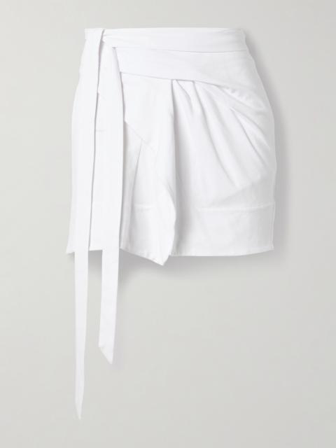 Berenice Asymmetric Draped Cotton-jersey Mini Wrap Skirt