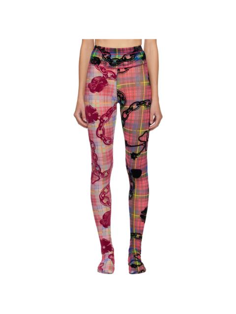 Multicolor Tartan Chain Mesh Leggings