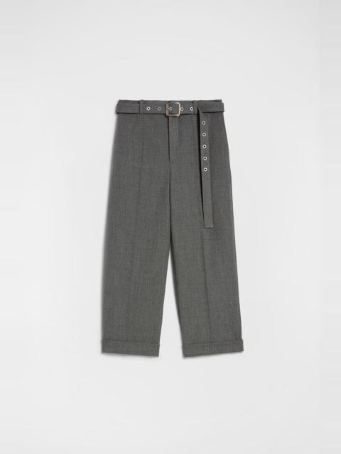 Wool Canvas Belted Trousers